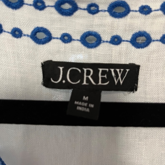 J Crew Linen Top White Eyelet Embroidered - Picture 3 of 7